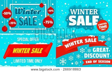 Winter Sale Banner Set. Flat Illustration Of Winter Sale Vector Banner Set For Web Design