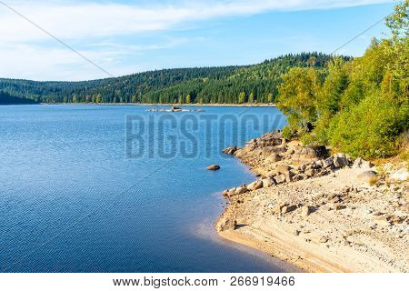 Mountain Water Reservoir Josefuv Dul, Aka Josefodolska Dam, Jizera Mountains, Czech Republic. Sunny 