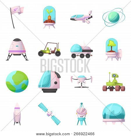 Vector Illustration Of Mars And Space Icon. Set Of Mars And Planet Vector Icon For Stock.