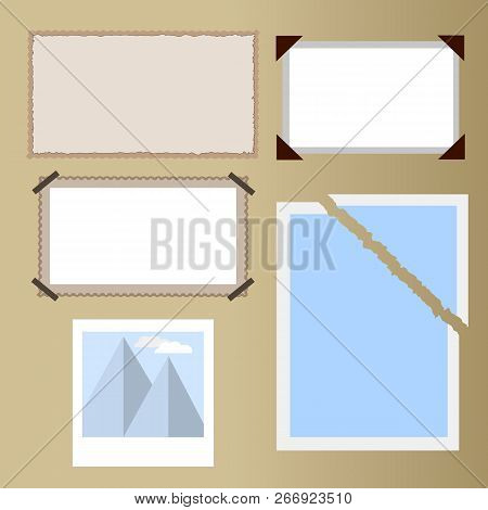 Different Types Of Photos, Old Paper, Old Photo, Ripped Photo, Photo In Album, With Embossed Edge.