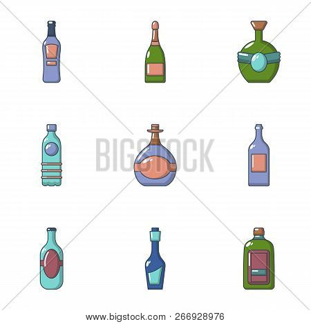 Alcohol Abuse Icons Set. Cartoon Set Of 9 Alcohol Abuse Vector Icons For Web Isolated On White Backg