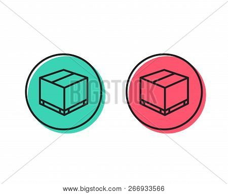 Parcel Box Line Icon. Logistics Delivery Sign. Package Tracking Symbol. Positive And Negative Circle
