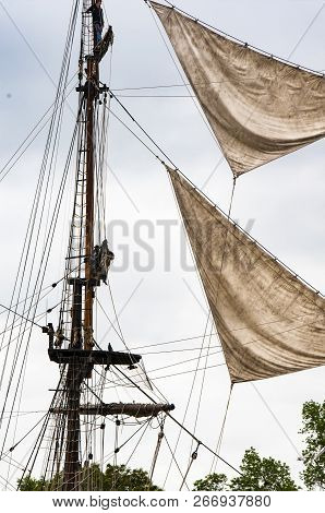 Rouen, France - July Circa, 2016. End Of The Armada In Rouen, Boats Galleon Ships On The River Seine