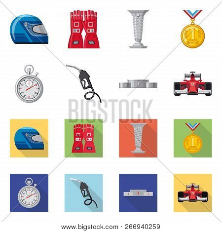 Vector Design Of Car And Rally Icon. Set Of Car And Race Vector Icon For Stock.