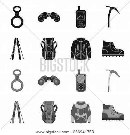Isolated Object Of Mountaineering And Peak Sign. Set Of Mountaineering And Camp Stock Vector Illustr