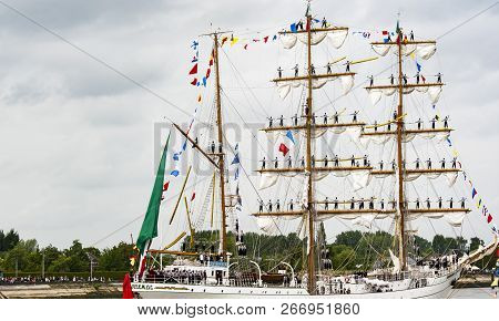 Rouen, France - July Circa, 2016. End Of The Armada In Rouen, Boats Galleon Ships On The River Seine