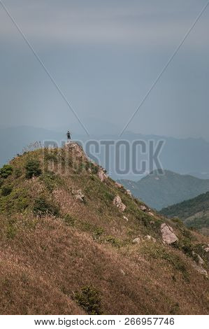 Man Arrive Mountain Peak