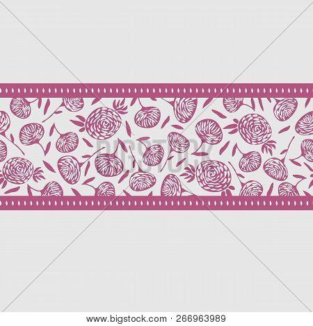 Simple Small Scale Floral Vector Seamless Border