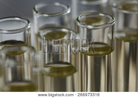 Yellow Liquid Spilled Petrol Additive Innovative Supply. Conveyor Line Production Household Cleaning