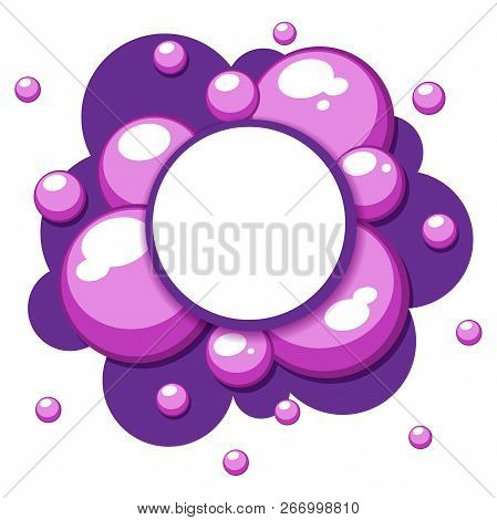 Abstract Cheerful Purple Pattern With Bubbles From Soap Or Chewing Gum. Template With A Place For An