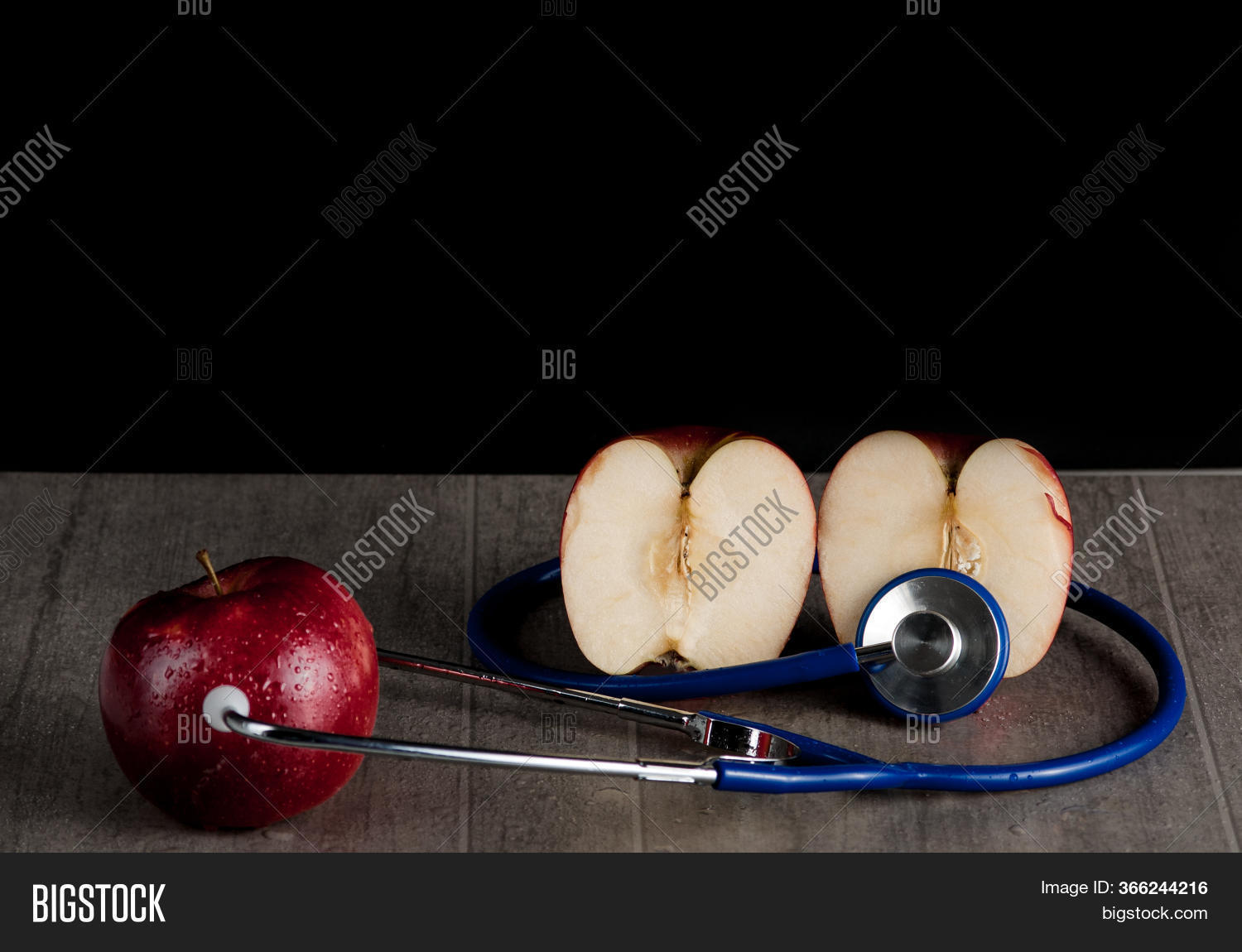 Healthy Red Apple Blue Image Photo Free Trial Bigstock
