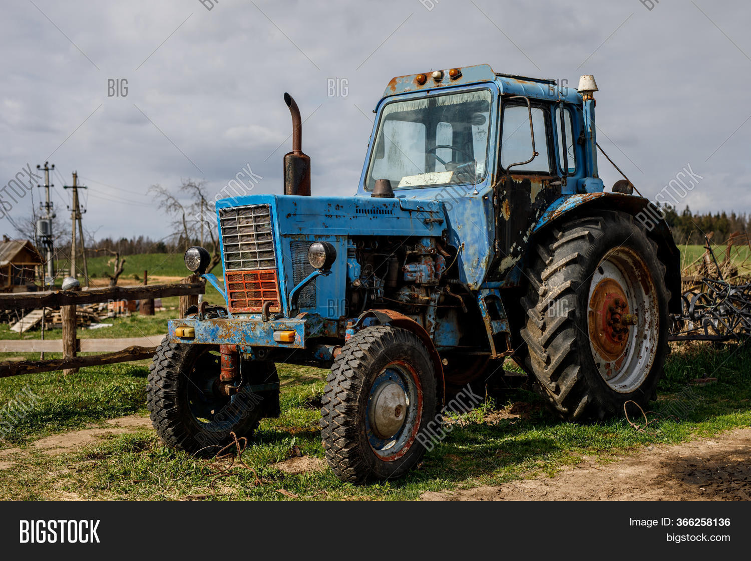 Blue Tractor On Farm. Image & Photo (Free Trial) Bigstock