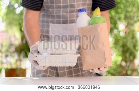 Food Delivery When Stay At Home. Lock Down And Self-quarantine At Home. Social Distancing And Stay H
