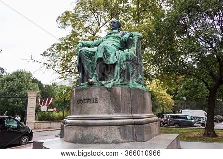 Vienna, Austria - September 1, 2019: Statue Of German Writer Goethe In Vienna, Austria