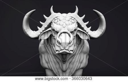 Big Bull Isolated On White Background. 3d Render