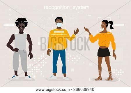 Face, Voice, Gait, And Pattern Recognition. Neural Network, Different People, Recognition In Full Fa