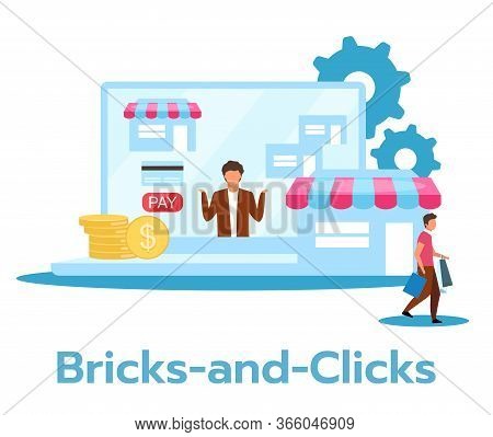 Bricks-and-clicks Flat Vector Illustration