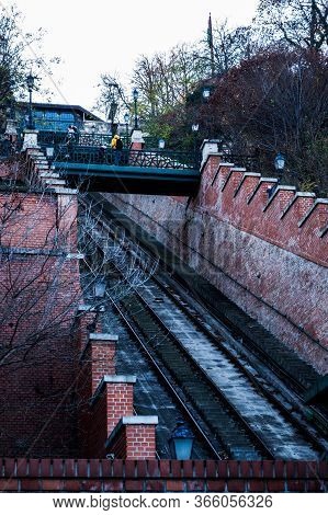Budapest, Hungary - November 25, 2019: Budapest Funicular Or Budavári Sikló, Funicular Railway.