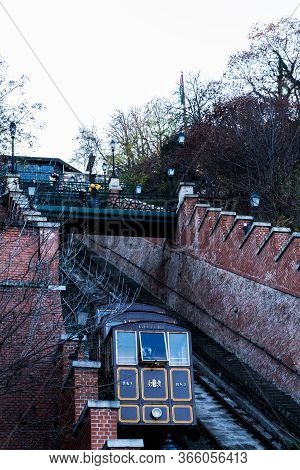 Budapest, Hungary - November 25, 2019: Budapest Funicular Or Budavári Sikló, Funicular Railway.