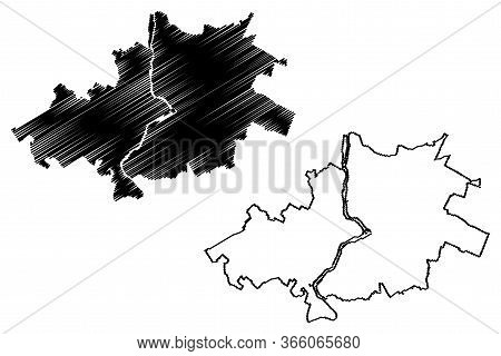 Vinnytsia City (ukraine) Map Vector Illustration, Scribble Sketch City Of Vinnytsya Or Vinnitsa Map