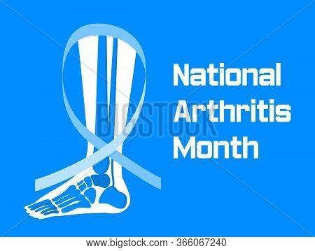 National Arthritis Month Is Celebrated In May In Usa. Blue Ribbon Sign. Rheumatism, Osteoarthritis P