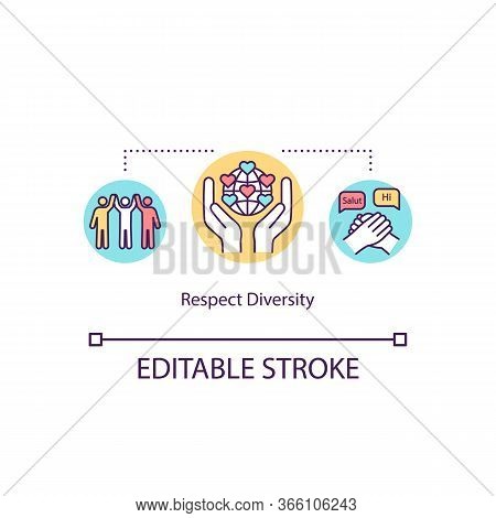 Respect Diversity Concept Icon. Multiracial Solidarity. Multiethnical Union. National Equality. Mult