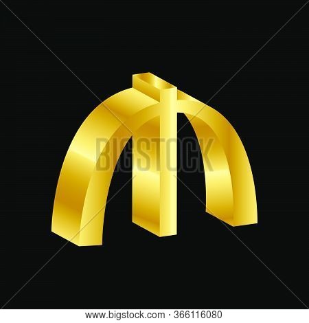 Gold 3d Luxury Manat Currency Symbol Vector