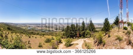 Panoramic View Of The Mountains, River And City Of Talca, Chile