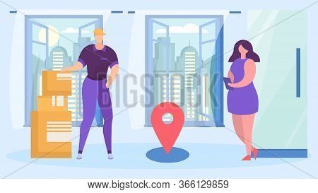 Service Fast Delivery, Box Package. Shipment Goods To House By Courier, Onlain Shop Business, Cartoo