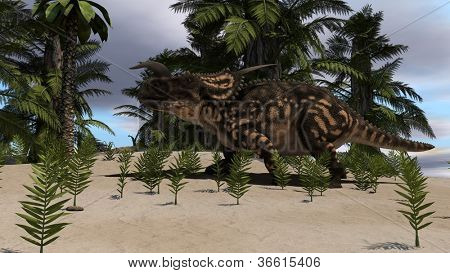 Einiosaurus en la selva