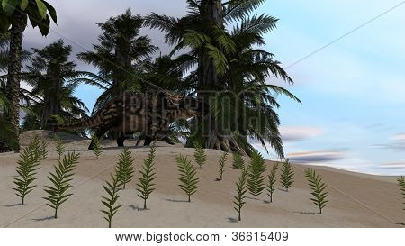 Einiosaurus en la selva
