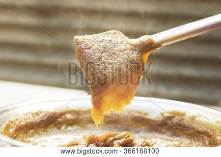 Mango Paste For Mango Sheet Snack Cooking. Homemade Food
