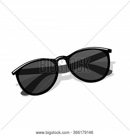 Classic Black Sunglasses Vector Icon Isolated On White Background