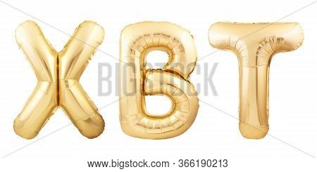 Xbt Abbreviation For Bitcoin Made Of Inflatable Balloons Isolated On White Background