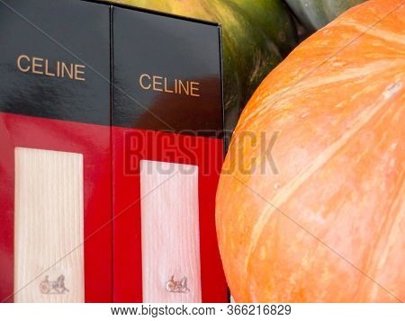 GOMEL, BELARUS - MAY 11, 2020: Celine socks. CELINE is a French ready-to-wear and leather luxury goods brand that has been owned by LVMH group since 1996.