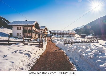 Morning Backlight In Winter Snow Road - Vipiteno - Bolzano Province - Trentino Alto Adige Region - I