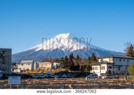 Yamanashi, Japan - March 24, 2019 : View Of Mount Fuji, Commonly Called Fuji San In Japanese, Mount
