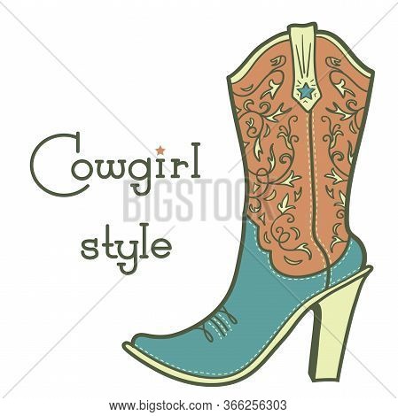 Cowgirl Boot Floral Vector & Photo (Free Trial) | Bigstock
