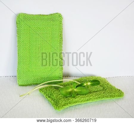 Reusable Zero Waste Washable Biodegradable Kitchen Dish Sponges, Close-up View