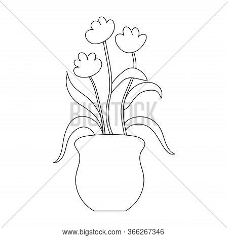 Vector Illustration Of A Flower. Stock Illustration Isolated On A White Background Linear Design For