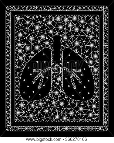 Bright Mesh Lungs Fluorography With Glow Effect. Abstract Illuminated Model Of Lungs Fluorography Ic