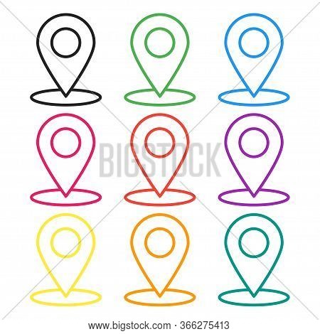 Location Pointer Vector Icon Set. Colorful Map Pointer Sign.