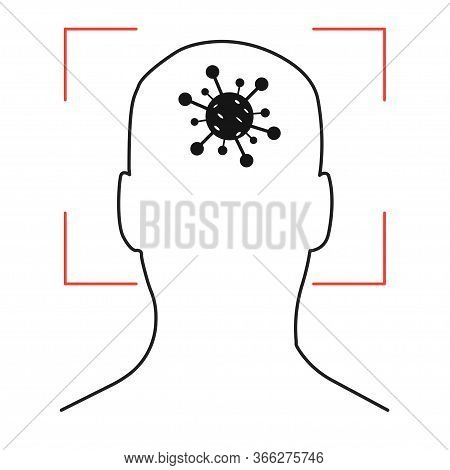 Face Recognition, Autentication Corona Virus Icon. Face Coronavirus Identification.