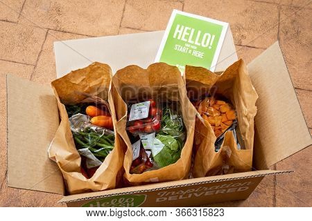 Sydney, Australia 2020-05-09 Hello Fresh Meal Kits In A Cardboard Box