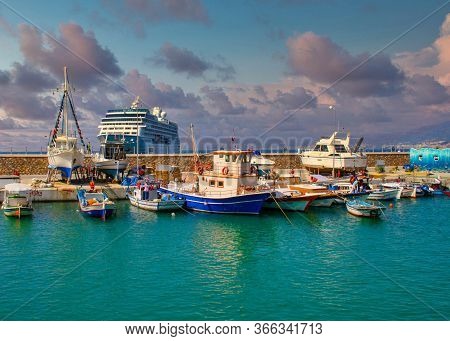 February 1, 2020 Turkey Old Town Marina View Of The Bay In Antalya, Selective Focus.