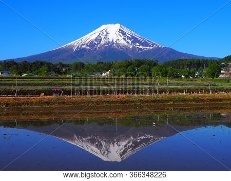 Mount Fuji With Blue Sky From Fujiyoshida City Japan 05/14/2020