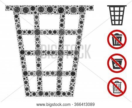 Collage Junk United From Flu Virus Icons In Variable Sizes And Color Hues. Vector Pathogen Icons Are
