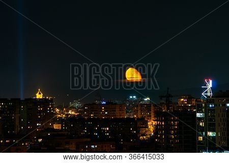 Moon Over Tbilisi;s Downtown