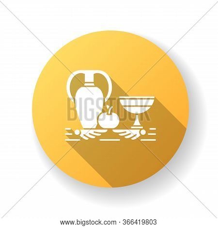 Neoclassicism Orange Flat Design Long Shadow Glyph Icon. Classical Antiquity Visual Art. Still Life.