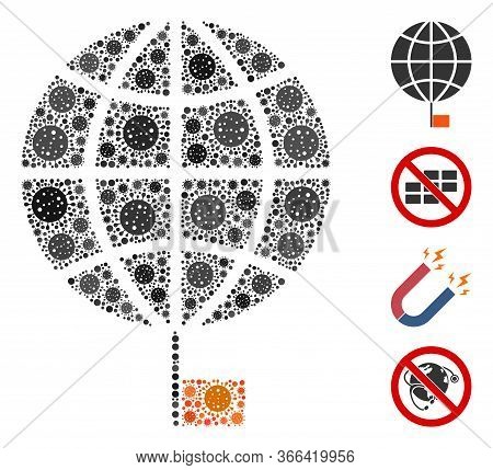 Collage South Pole Constructed From Covid-2019 Virus Icons In Various Sizes And Color Hues. Vector P